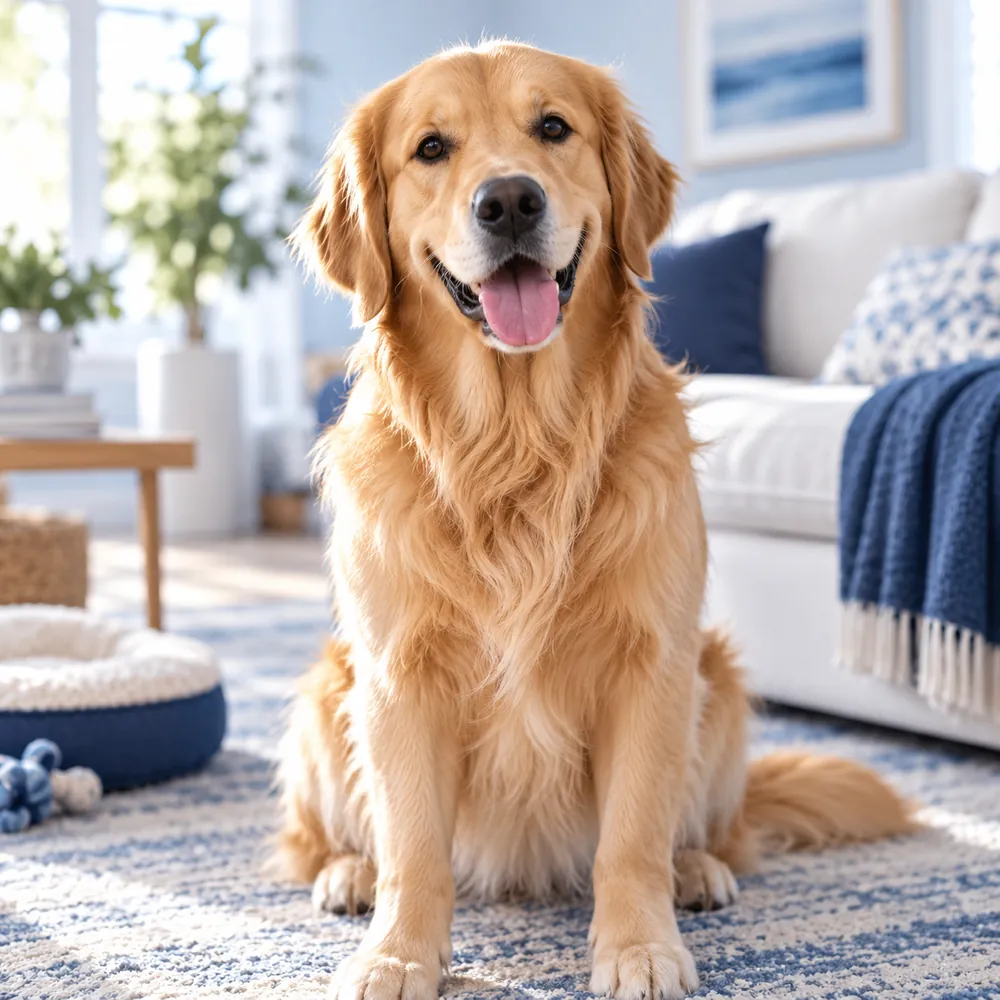 Smiling golden retriever